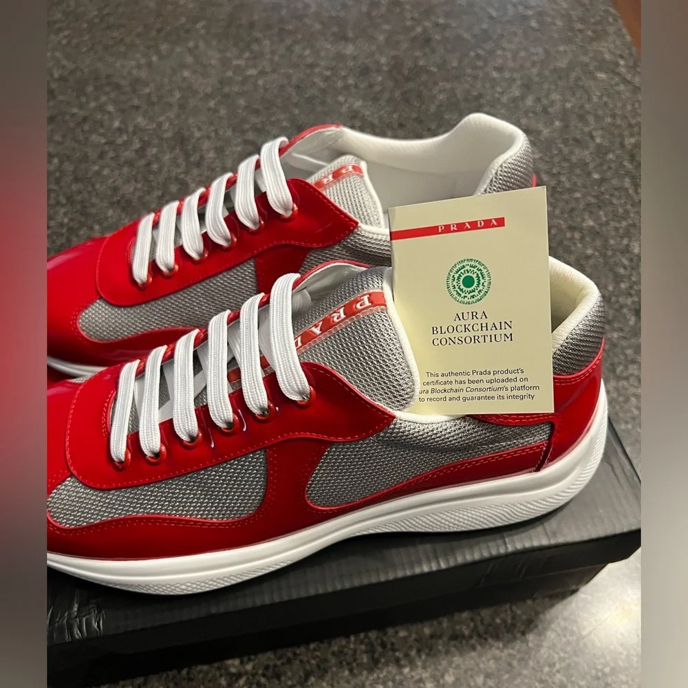 Prada American Cup Red Mens Us Mens Size 9 - Picture 11 of 13